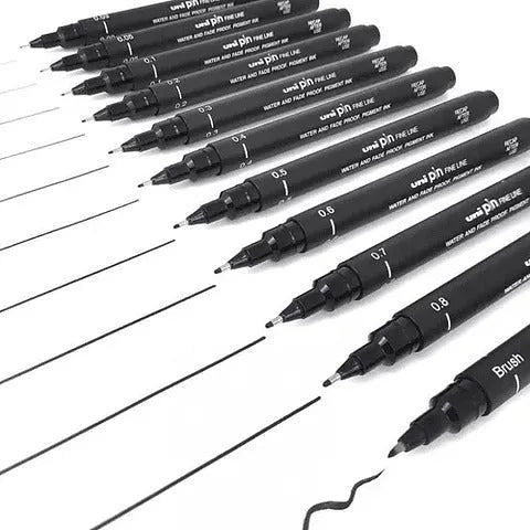 Set de 12 tiralíneas Uni Pin 0.03 a 0.8mm - Baúl de Ayün