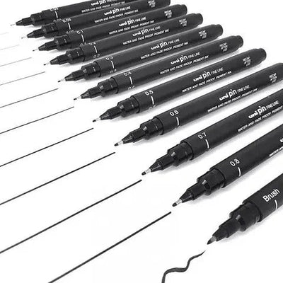 Set de 12 tiralíneas Uni Pin 0.03 a 0.8mm - Baúl de Ayün