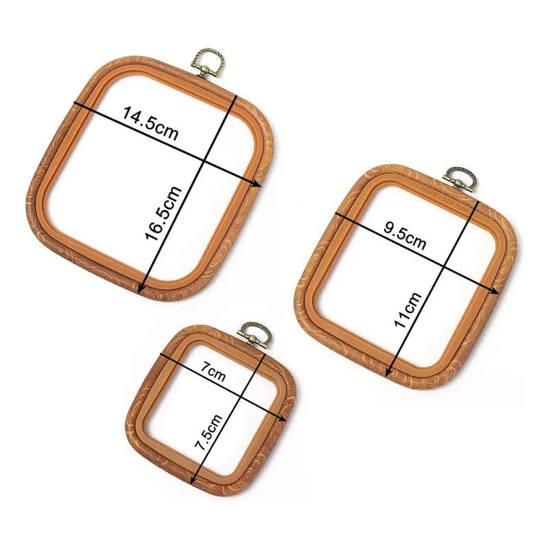 Set De 3 Bastidores Cuadrados De Bordado Imitación Madera - Baúl de Ayün