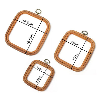 Set De 3 Bastidores Cuadrados De Bordado Imitación Madera - Baúl de Ayün