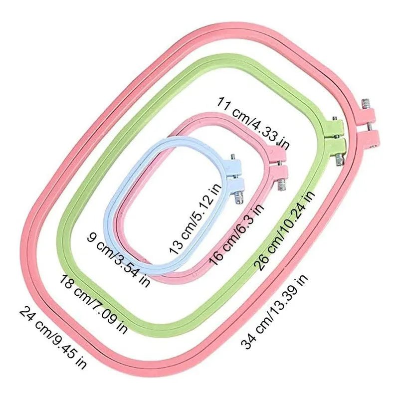 Set De 4 Bastidores Rectangulares De Plastico Para Bordado - Baúl de Ayün