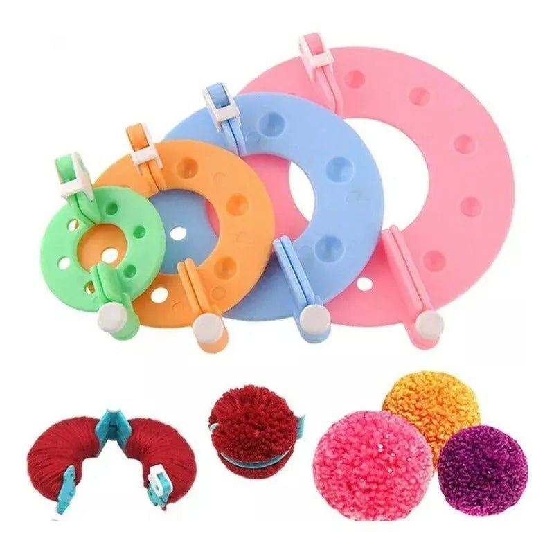 Set De 4 Pomponeras Crea Pompones En 4 Tamaños Pompom Maker - Baúl de Ayün