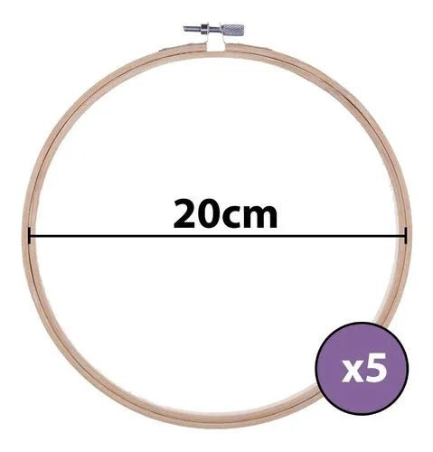 Set De 5 Bastidores De Madera Bambu Para Bordado 20 Cm X 5un - Baúl de Ayün