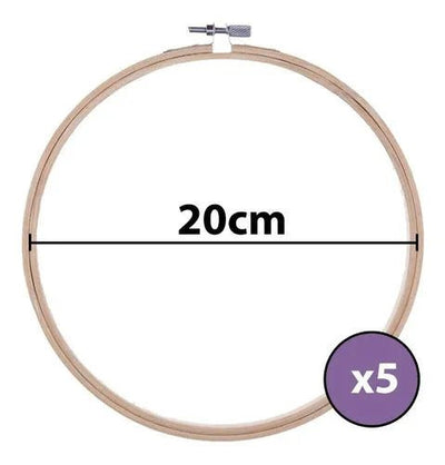Set De 5 Bastidores De Madera Bambu Para Bordado 20 Cm X 5un - Baúl de Ayün