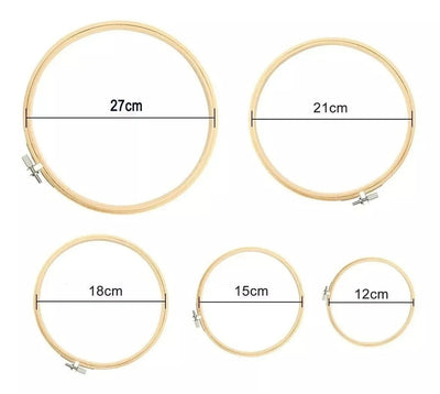 Set De 5 Bastidores De Madera Para Bordado 12 a 27cm - Baúl de Ayün