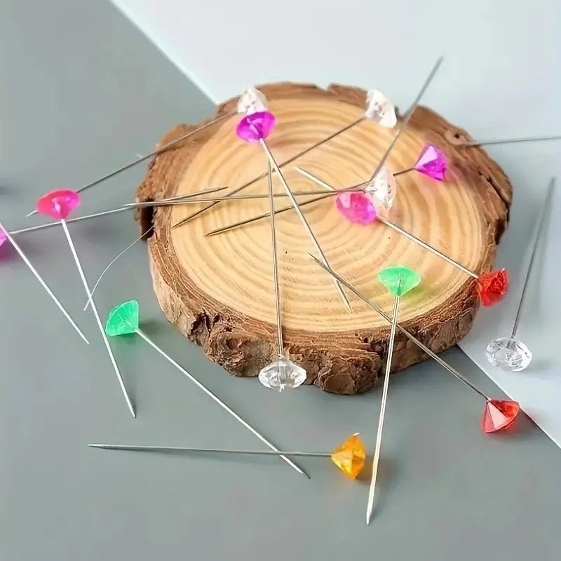 Set De 50 Alfileres Para Costura Con Cabeza Forma Diamante - Baúl de Ayün