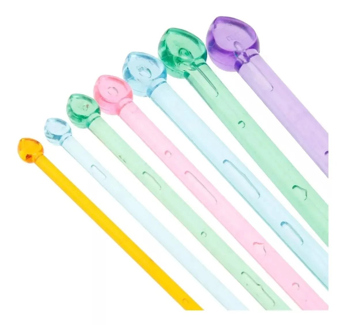 Set De 7 Pares De Palillos Rectos De Colores Para Tejer - Baúl de Ayün
