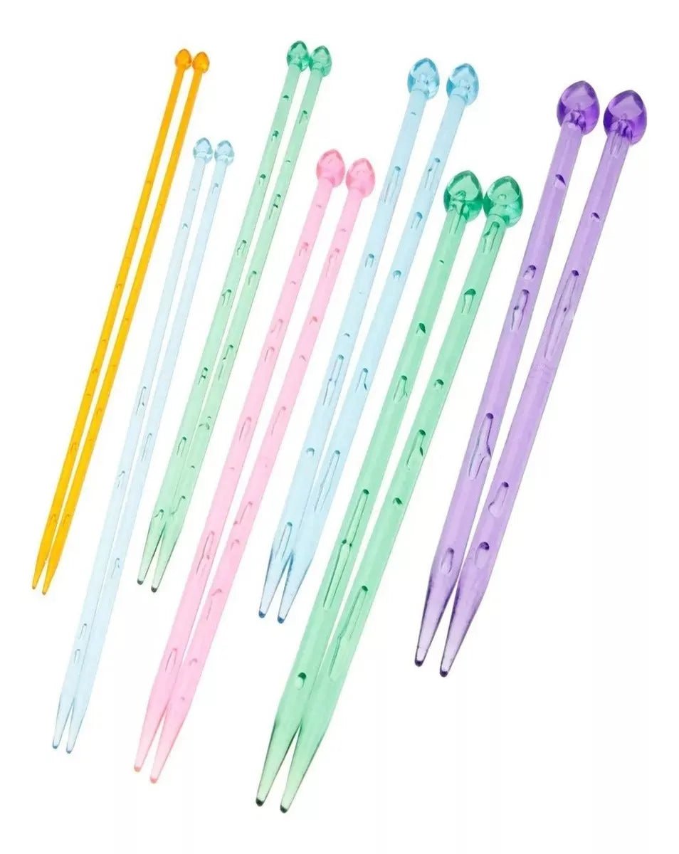 Set De 7 Pares De Palillos Rectos De Colores Para Tejer - Baúl de Ayün