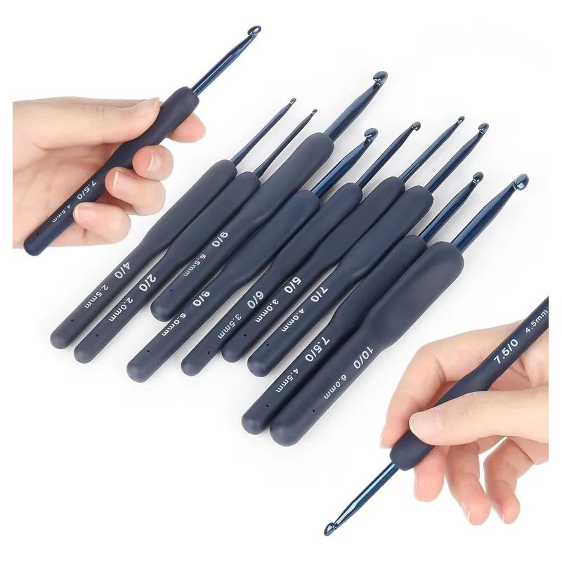 Set De 9 Crochet Mango De Silicona Color Rojo O Azul Oscuro - Baúl de Ayün