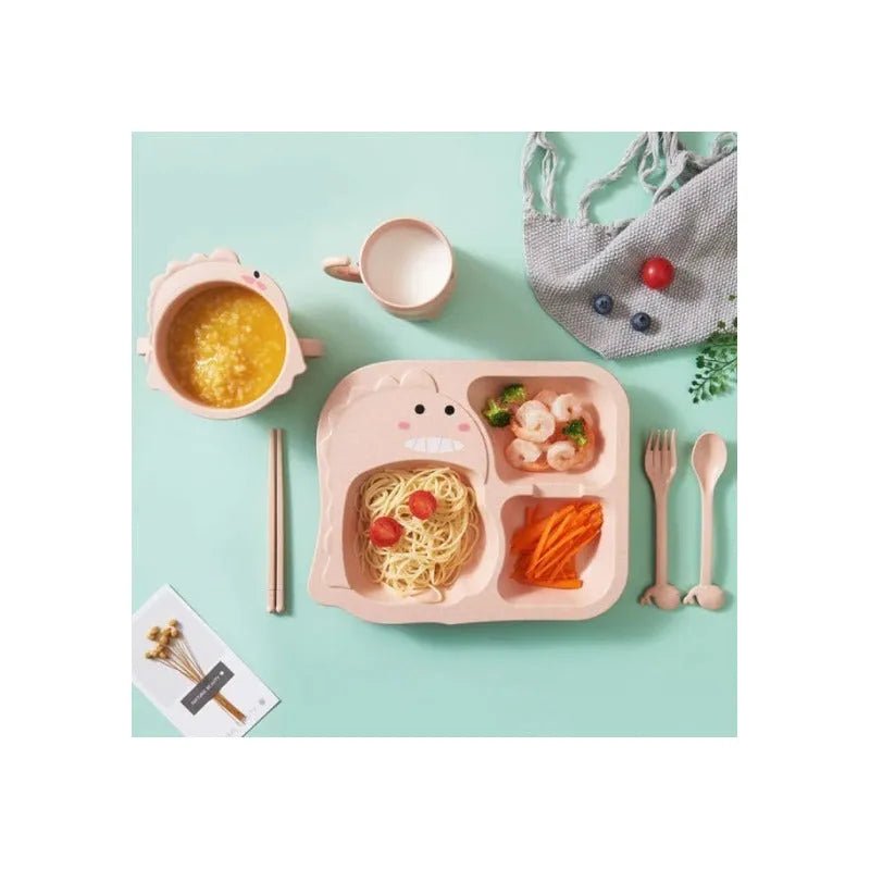 Set De Alimentación De Bambú Dinosaurio Para Bebes Y Niños - Baúl de Ayün
