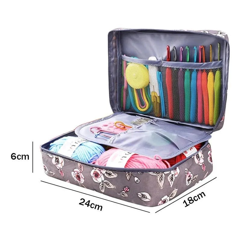 Set De Crochet Con Bolsito, Lanas Y Accesorios Para Tejer 58 - Baúl de Ayün