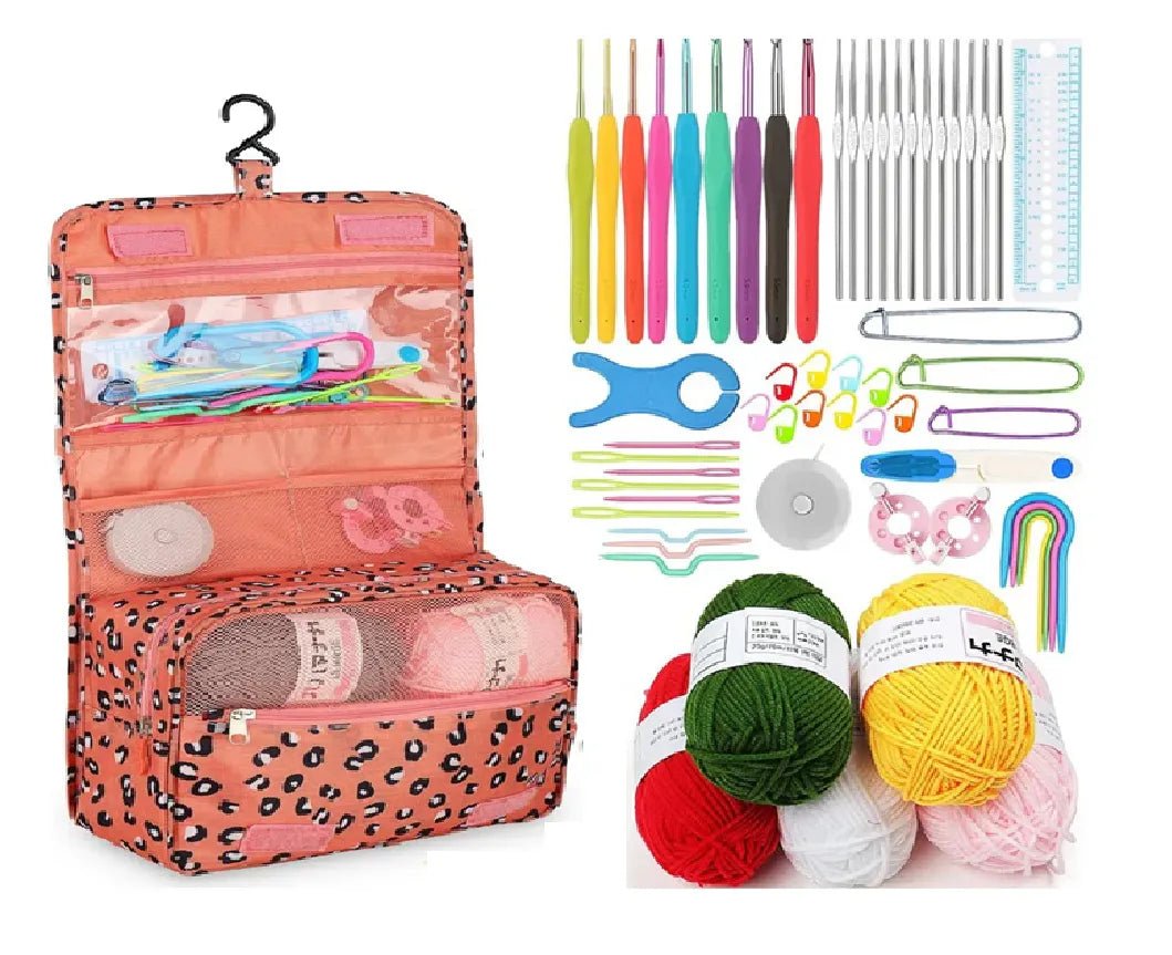 Set De Crochet Lanas Y Accesorios Para Tejer Con Bolsito 60 - Baúl de Ayün