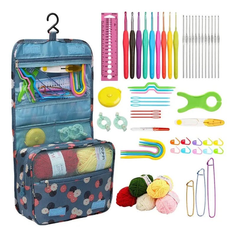 Set De Crochet Lanas Y Accesorios Para Tejer Con Bolsito 60 - Baúl de Ayün