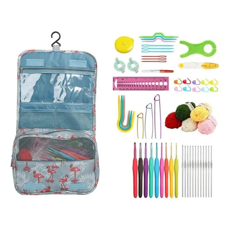 Set De Crochet Lanas Y Accesorios Para Tejer Con Bolsito 60 - Baúl de Ayün