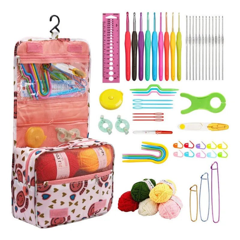 Set De Crochet Lanas Y Accesorios Para Tejer Con Bolsito 60 - Baúl de Ayün