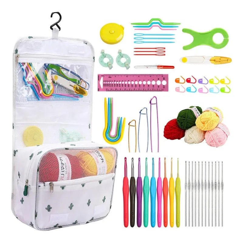 Set De Crochet Lanas Y Accesorios Para Tejer Con Bolsito 60 - Baúl de Ayün