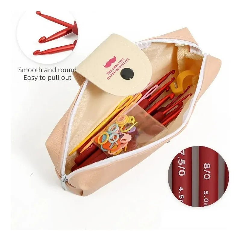 Set De Crochet Rojo Y Accesorios - Incluye Lindo Estuche - Baúl de Ayün