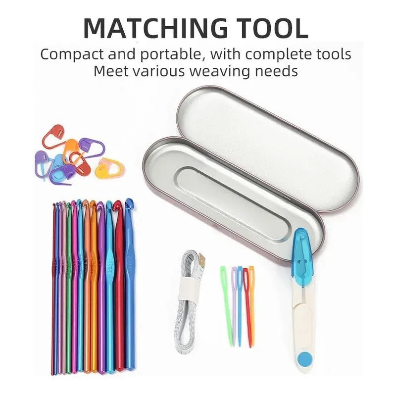 Set De Crochet Y Accesorios Para Tejer Con Estuche Metálico - Baúl de Ayün