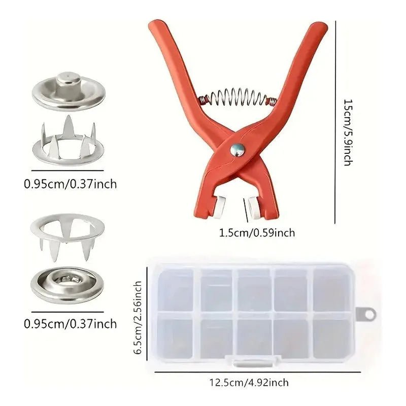 Set De Remachadora + 50 Broches Botones Snap De Metal - Baúl de Ayün