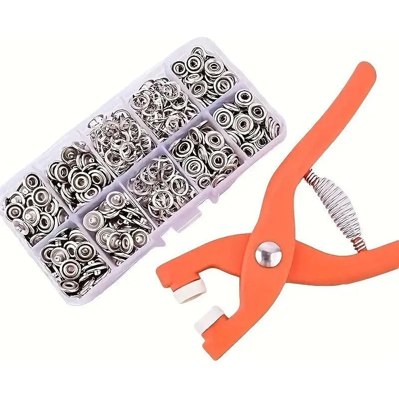 Set De Remachadora + 50 Broches Botones Snap De Metal - Baúl de Ayün