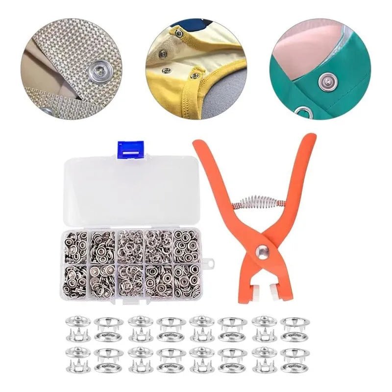 Set De Remachadora + 50 Broches Botones Snap De Metal - Baúl de Ayün