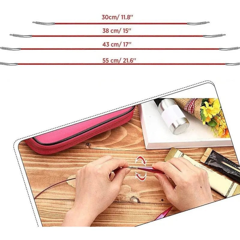 Set Estuche Palillos Circulares Intercambiables Y Accesorios - Baúl de Ayün