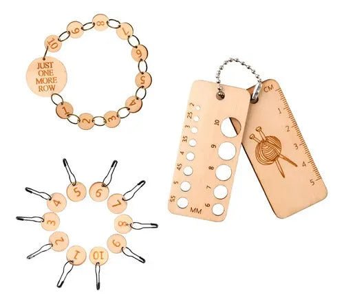 Set Marcadores De Tejido Y Regla Calibradora Para Palillos - Baúl de Ayün