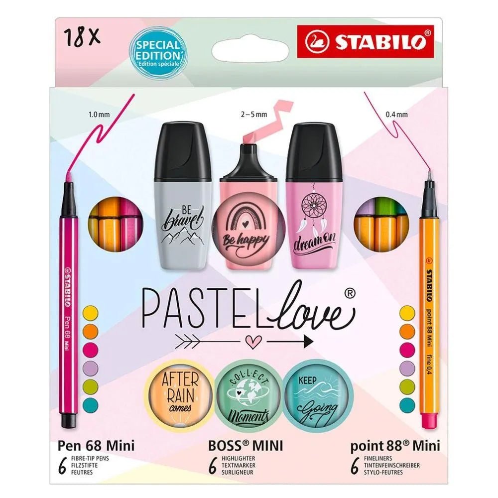 Stabilo Boss - Set mini Destacadores y Tiralíneas Pastel Love - Baúl de Ayün