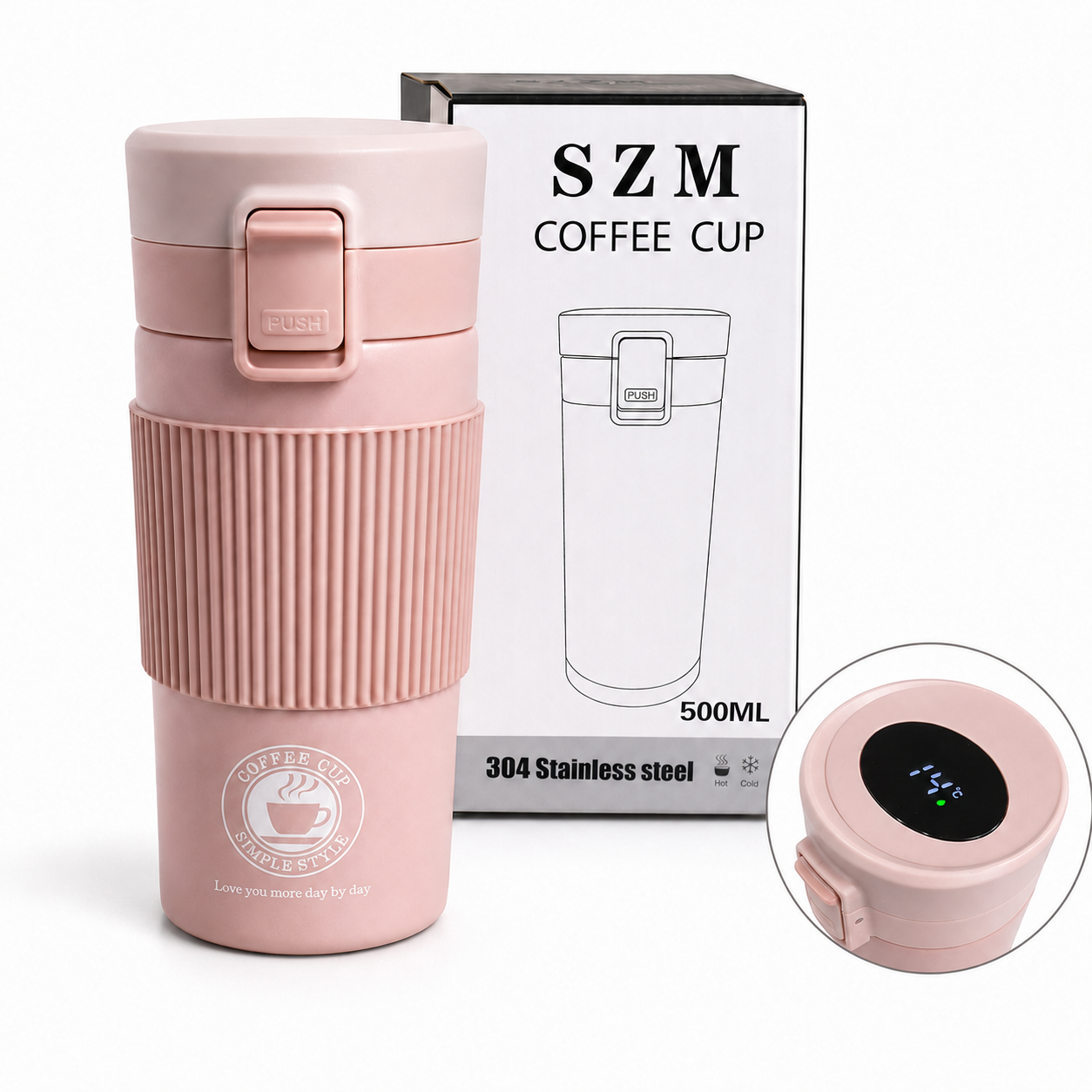 Vaso Termico Mug Inteligente 500ml Con Termometro Digital