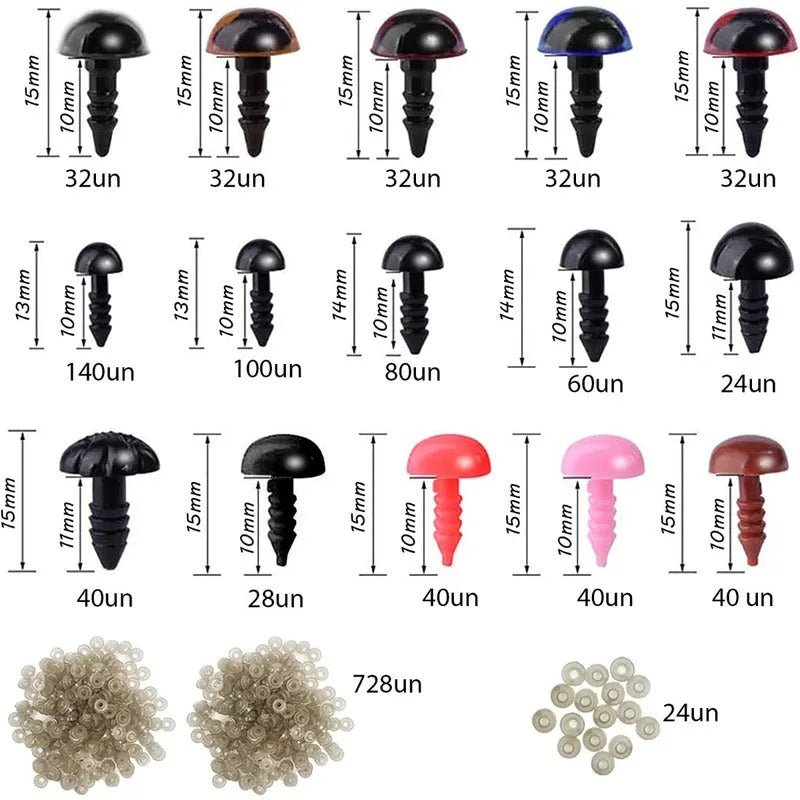 2 X Set Ojos De Seguridad Y Nariz + 1500 Piezas En Total - Baúl de Ayün