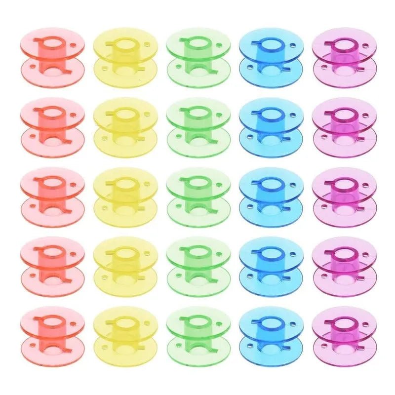25 Carretes O Bobinas Plástico Para Maquina De Coser + Caja - Baúl de Ayün