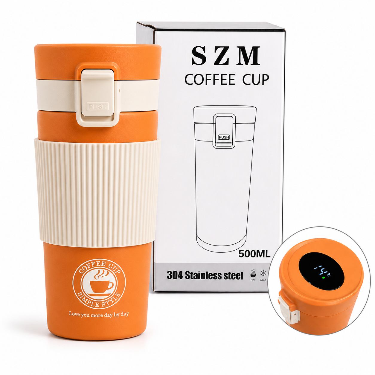 Vaso Termico Mug Inteligente 500ml Con Termometro Digital