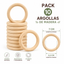 Pack de 10 argollas de madera natural para manualidades