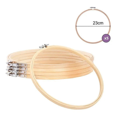 Set De 5 Bastidores De Madera Bambu Para Bordado 23 Cm X 5un
