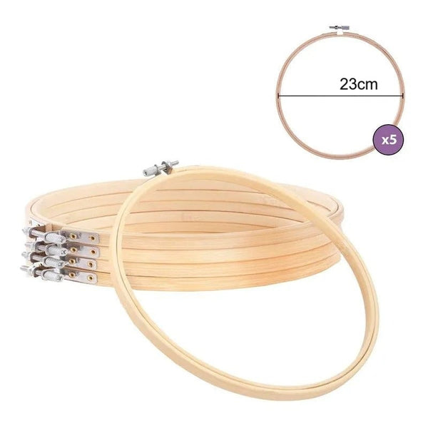 Set De 5 Bastidores De Madera Bambu Para Bordado 23 Cm X 5un
