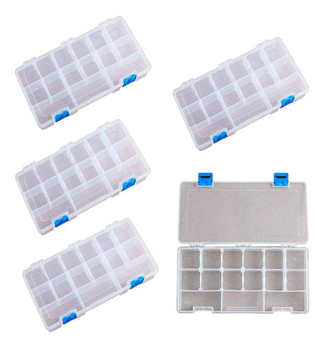 Pack 5 Cajas Organizadoras De Plástico 15 Compartimientos