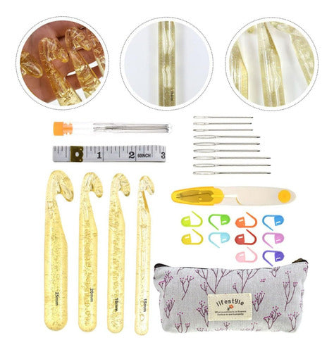 Set De Crochet De Acrilico Jumbo Y Accesorios