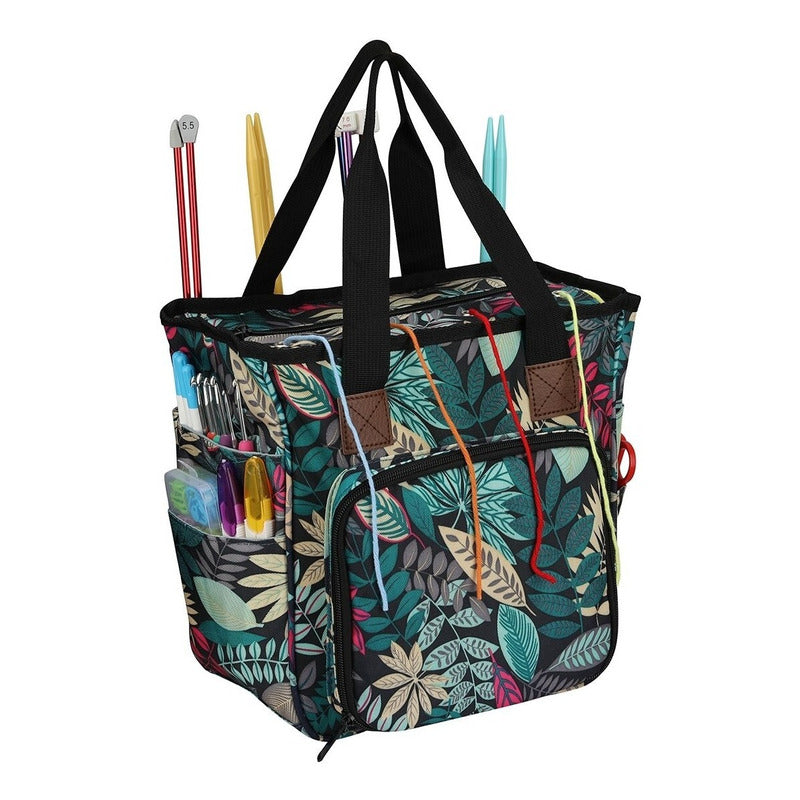 Bolso Porta Tejidos Lana Palillos Crochet Tipo Cartera