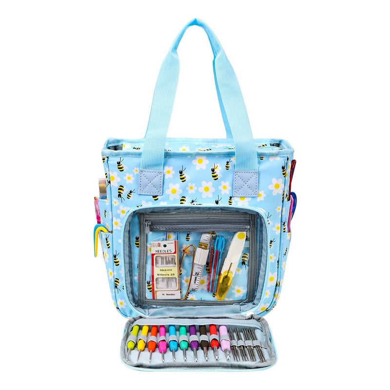 Bolso Porta Tejidos Lana Palillos Crochet Tipo Cartera