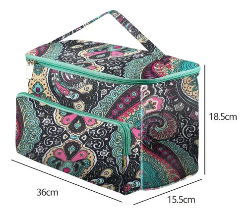 Bolso Organizador Porta Tejido Lanas Palillos Y Crochet Rosa