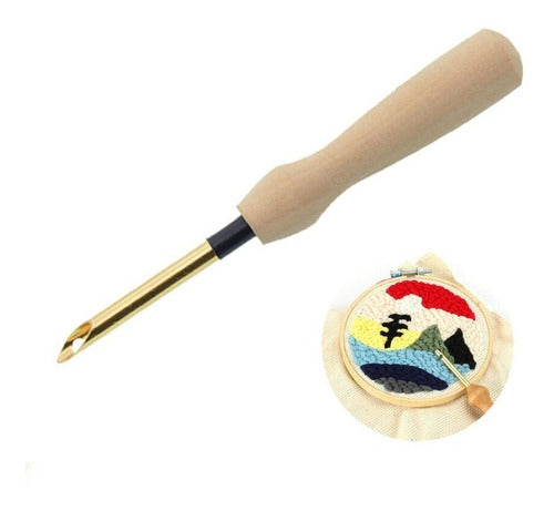 Pack 2 Agujas Mágicas Mango Madera 5mm + Enhebrador