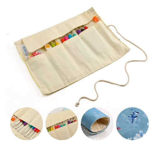 Ganchillos con accesorios para tejer – set con organizador