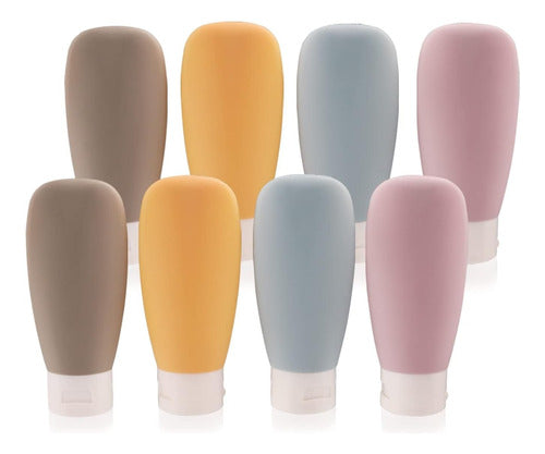 Set 8 Botellas De Viaje 60ml Contenedores Para Shampoo