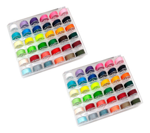 Set de 72 bobinas con hilos en cajas organizadoras