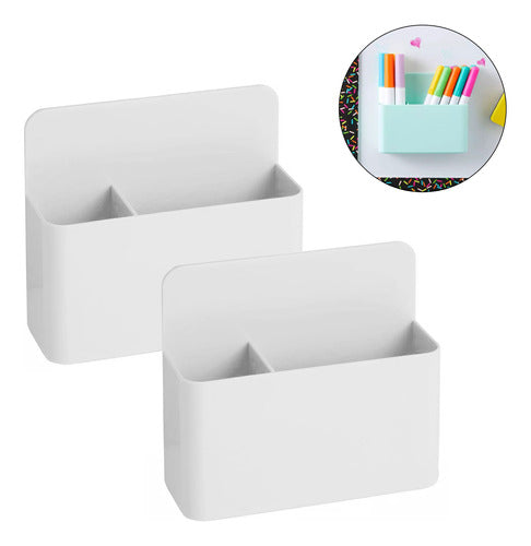 Set 2 Porta Marcadores Plumones Magnético Para Pizarra