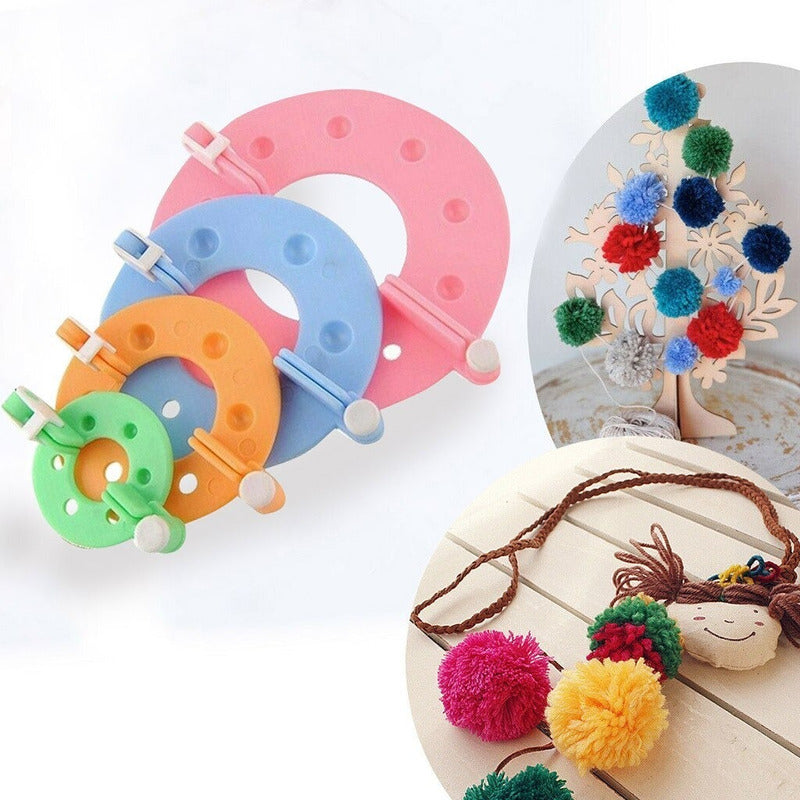 Set De 4 Pomponeras Pompom Maker Crea Pompones En 4 Tamaños
