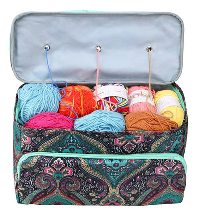 Bolso Organizador Porta Tejido Lanas Palillos Y Crochet Rosa