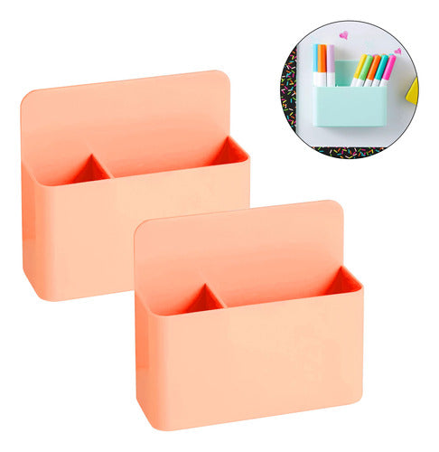 Set 2 Porta Marcadores Plumones Magnético Para Pizarra