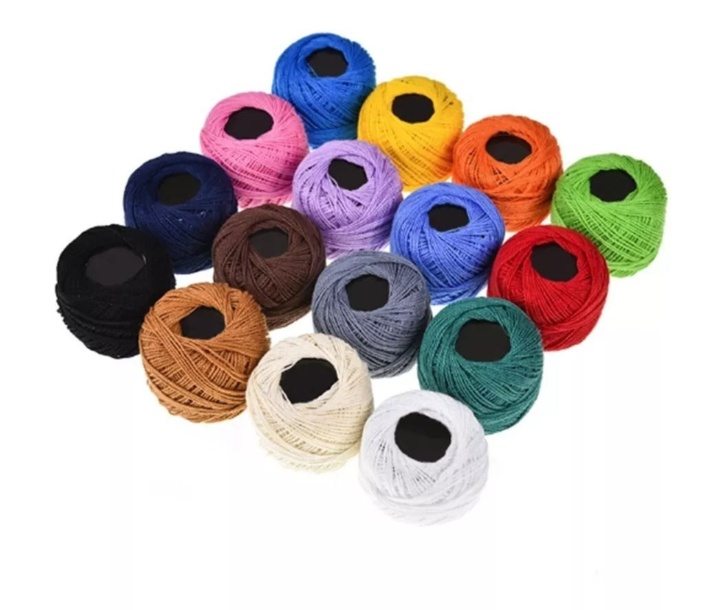 Pack De 16 Hilos Perlé Para Bordado