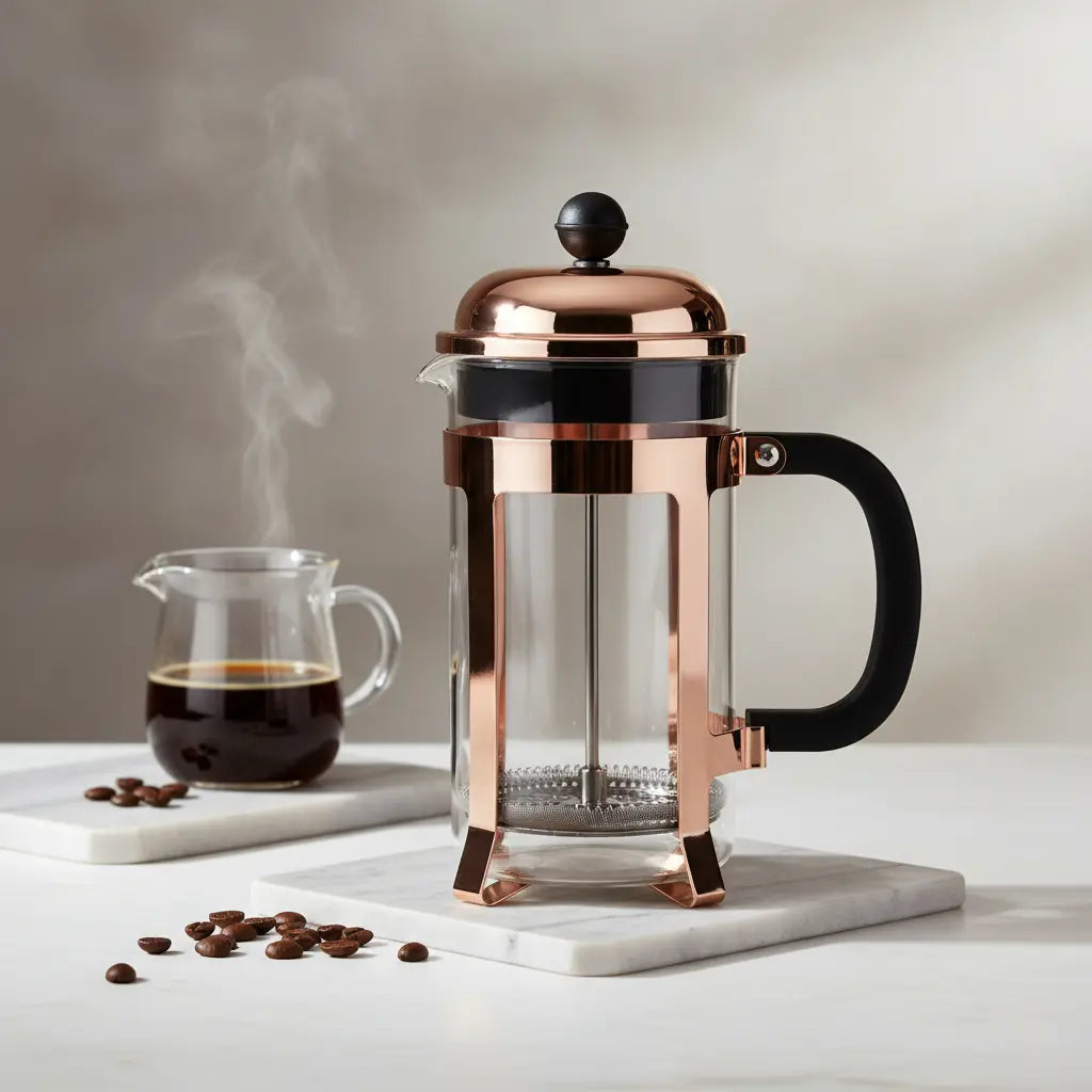 Cafetera Prensa Francesa De Vidrio Rose Gold  1 Litro